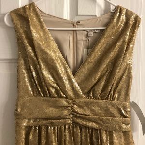 Eva Mendes NEW YORK & COMPANY Gold Sequins Dress S